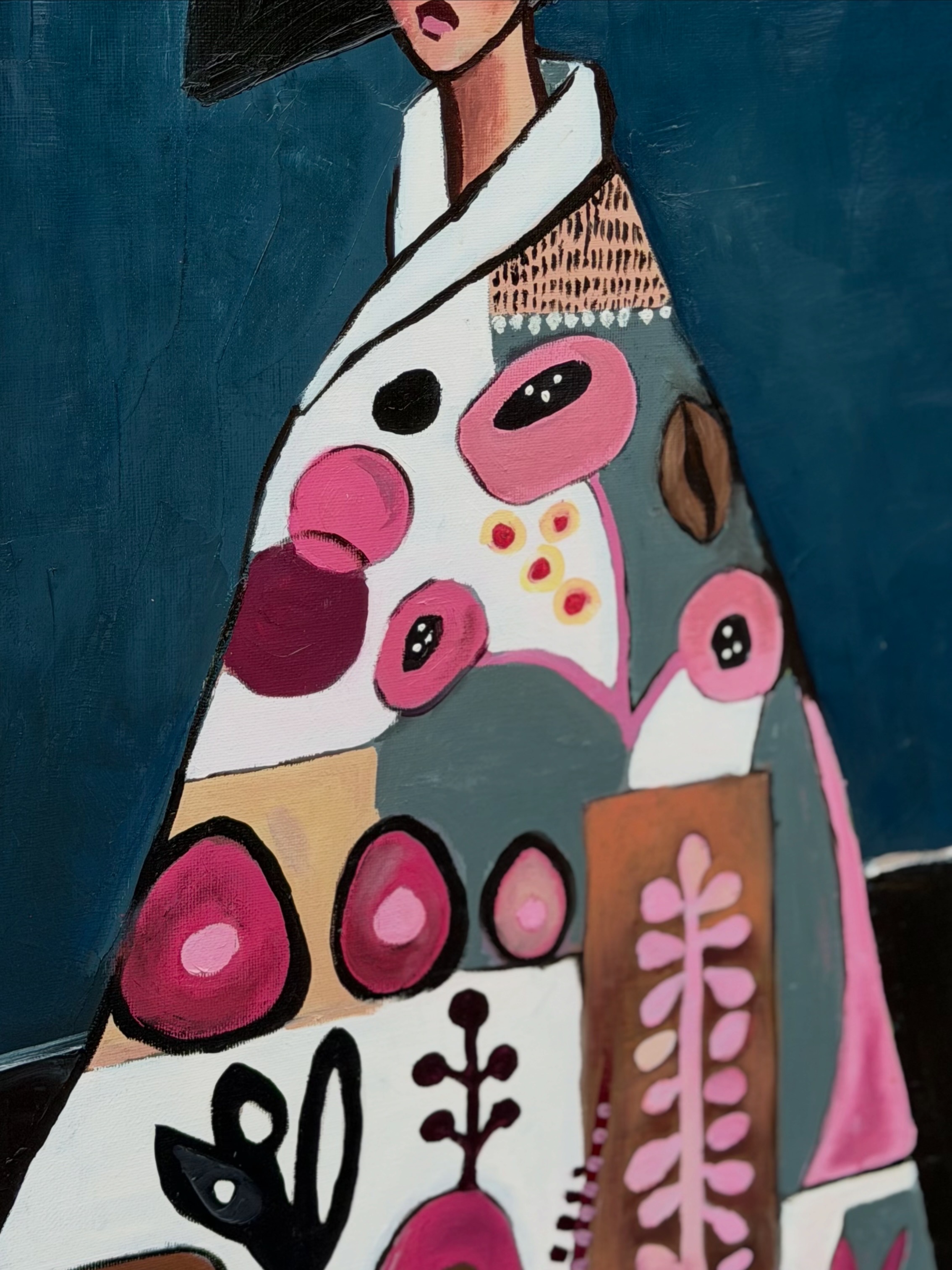 Detail of the figure and painted surface