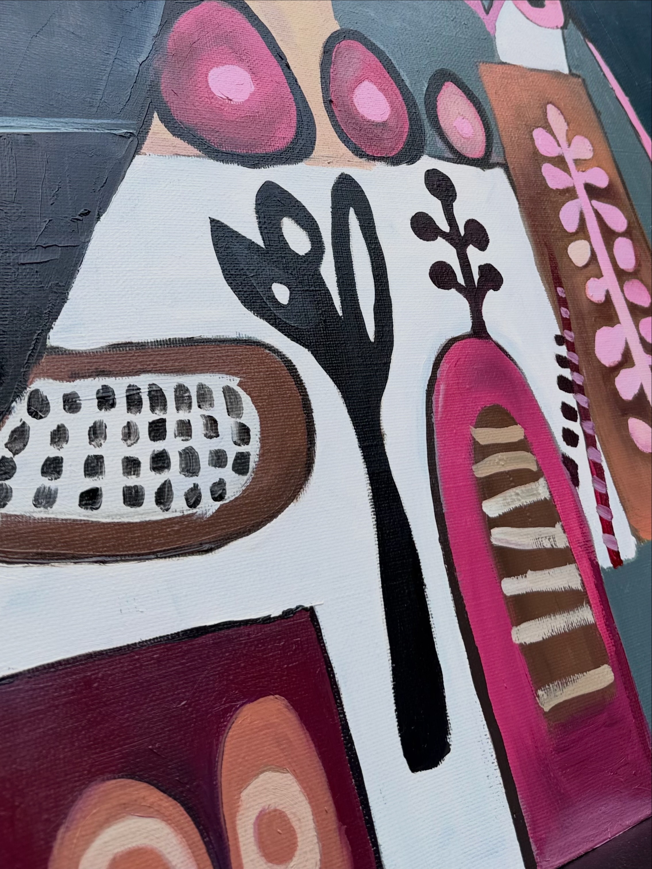 Detail of ornamental forms in the patterned dress